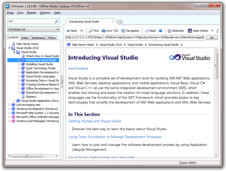 H3Viewer Help Viewer for VS 2010 Visual Studio Marketplace